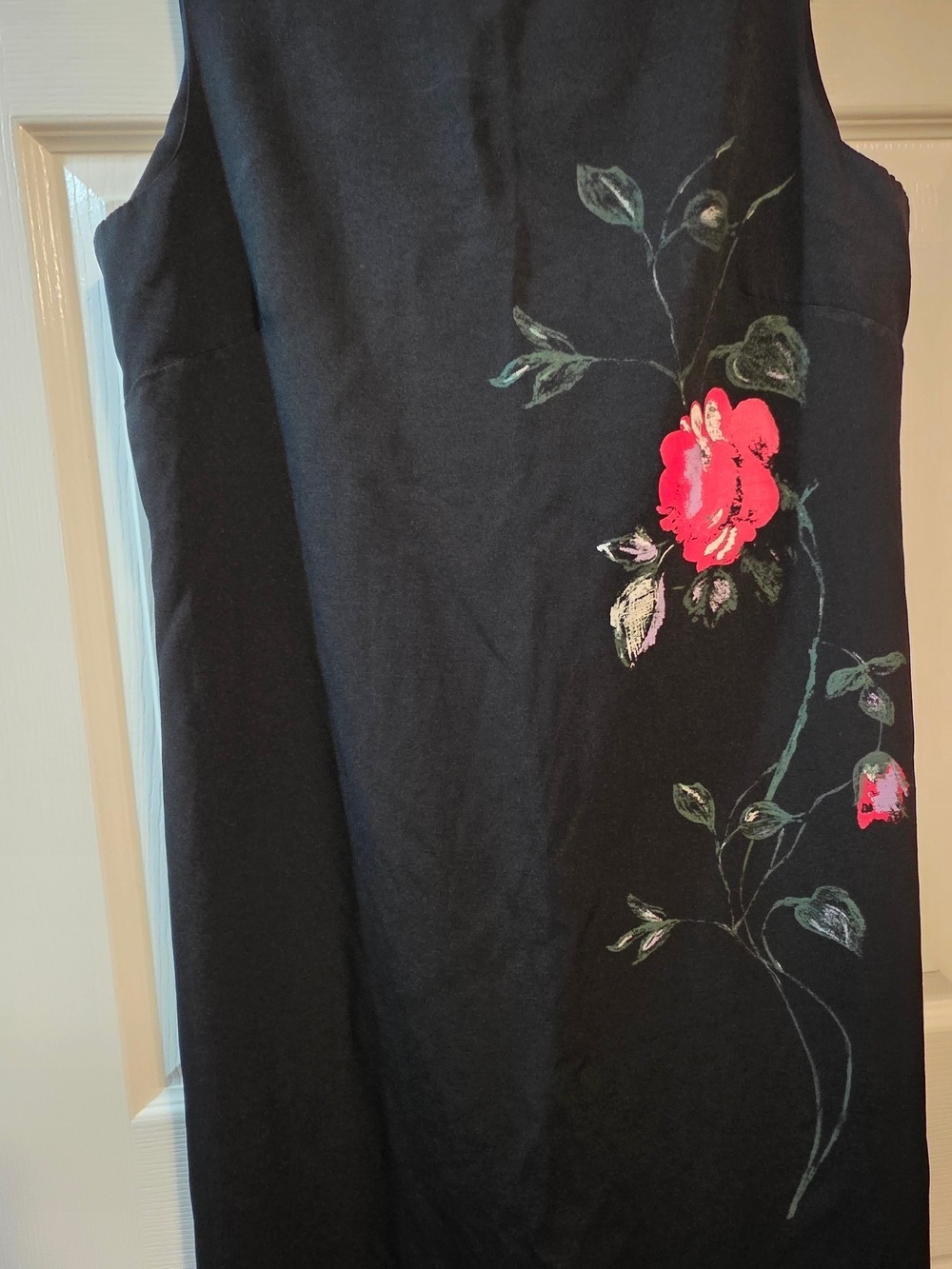 4/$67 Deal! Vintage Canadian Made Jessica Black Dress with Floral Embroidery - Picture 3 of 12